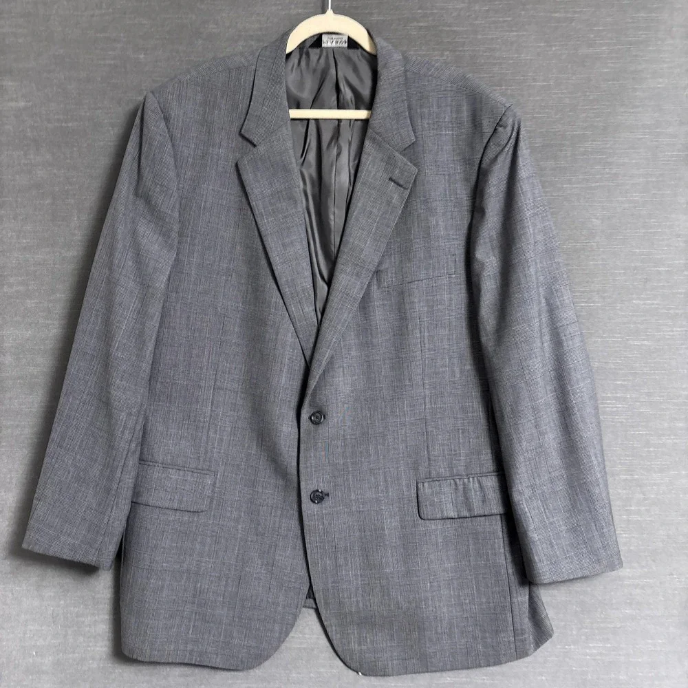 Jos A Bank Sport Coat 50R Gray Glen Check Plaid Wool Blazer Jacket Business